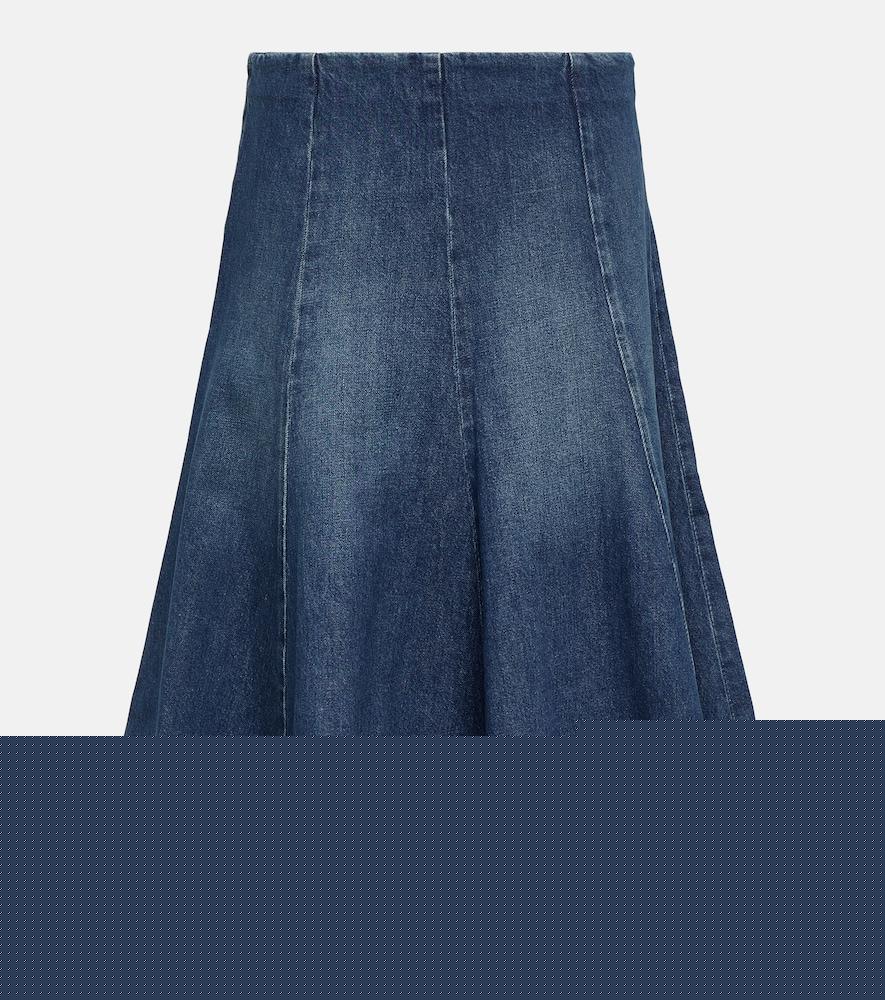khaite lennox denim midi skirt