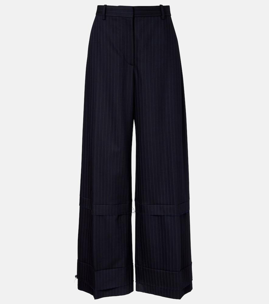 khaite linden pinstripe high-rise wide-leg pants