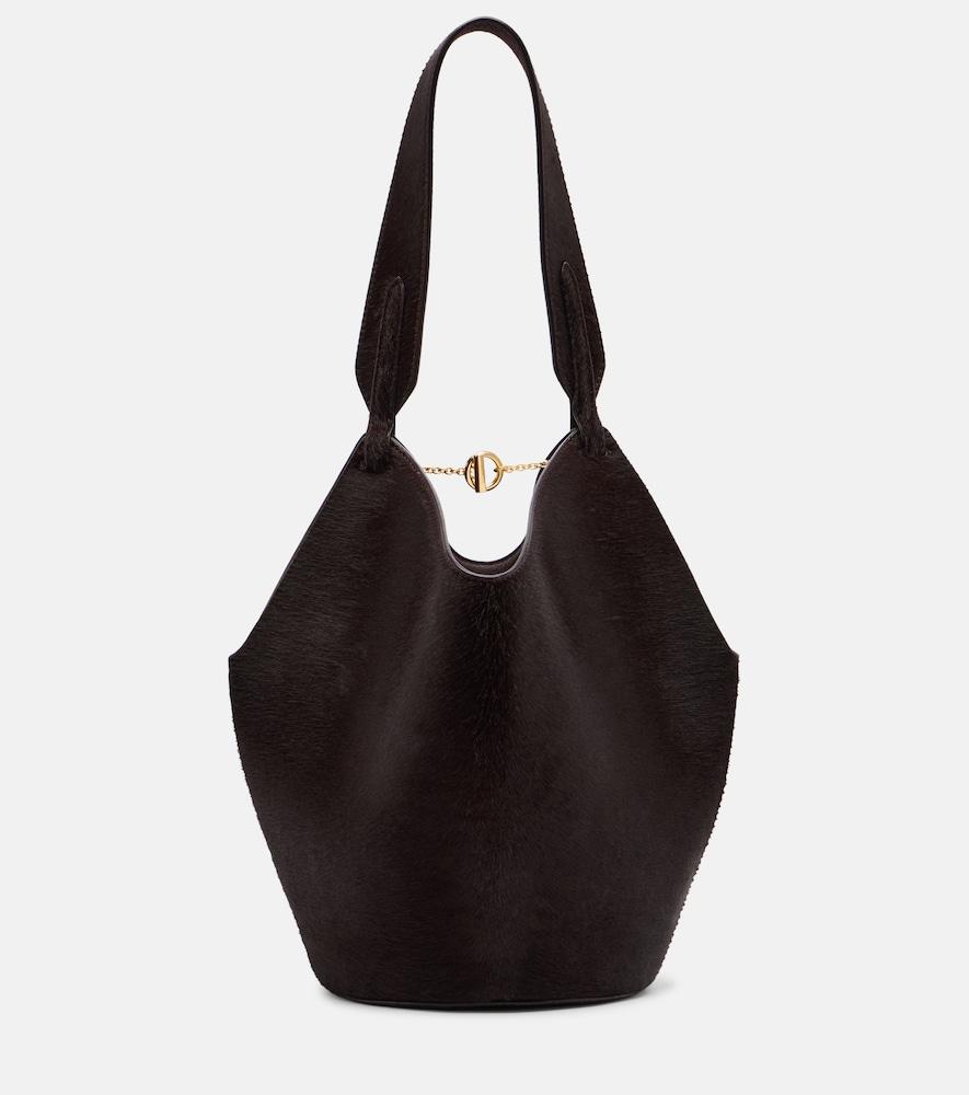 khaite lotus mini calf hair tote bag
