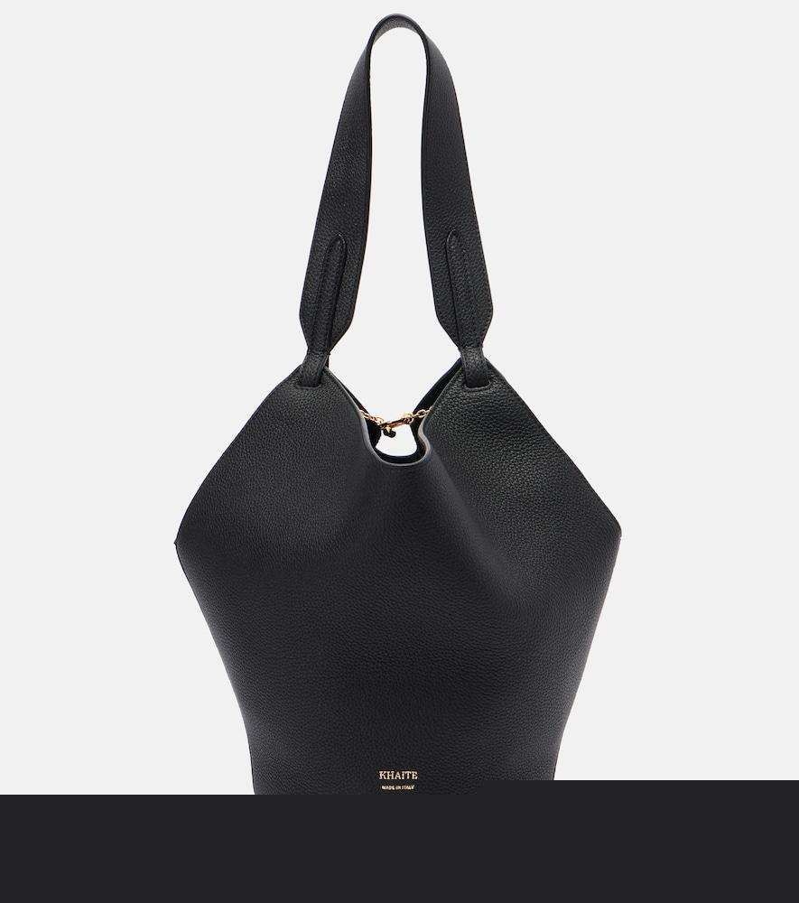 khaite lotus mini leather tote bag