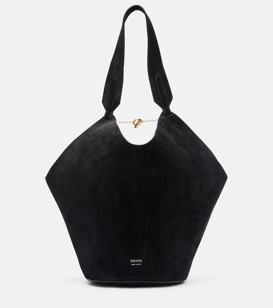 khaite lotus small suede tote bag