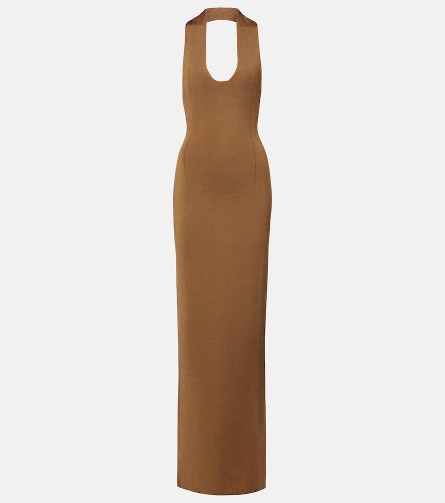 khaite mahi halterneck maxi dress