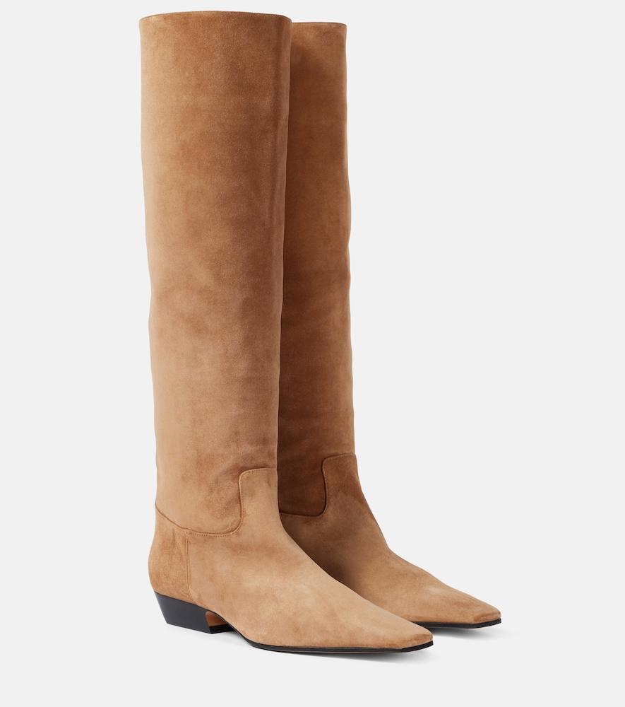 khaite marfa suede knee-high boots