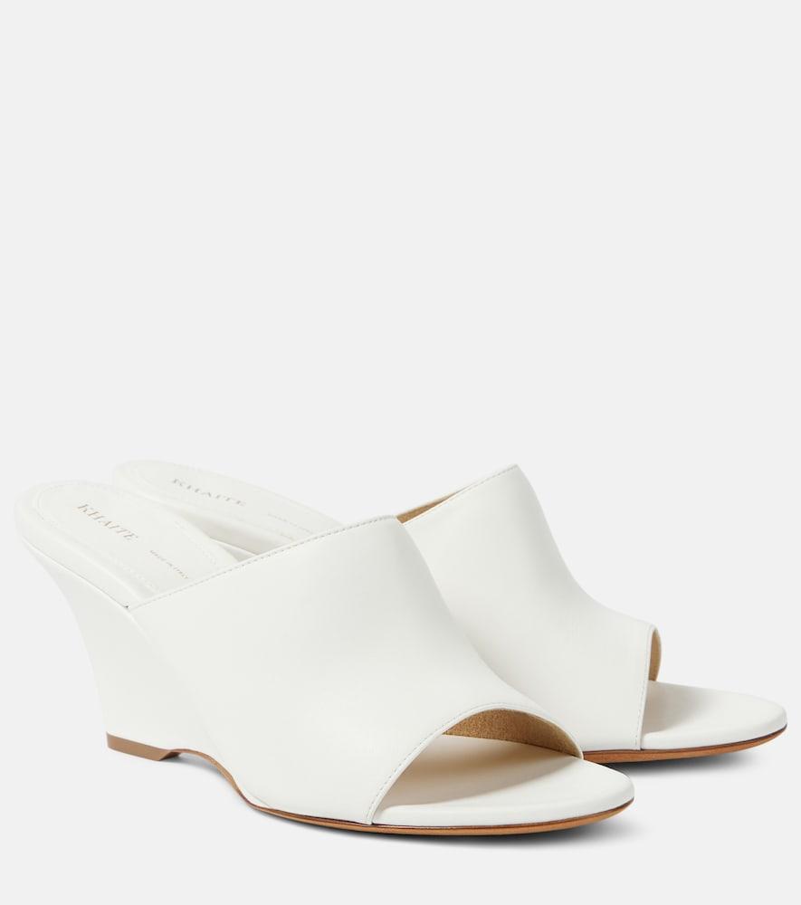khaite marion leather wedge mules