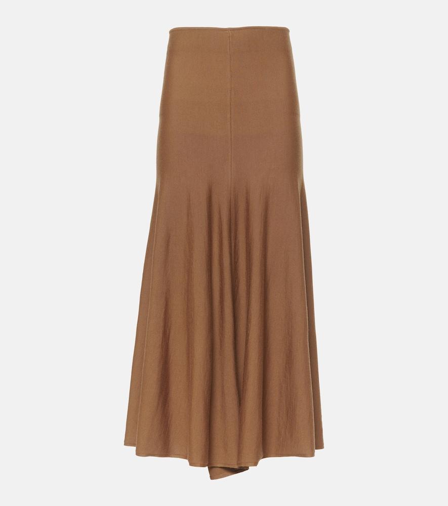 khaite mayu knitted wool midi skirt