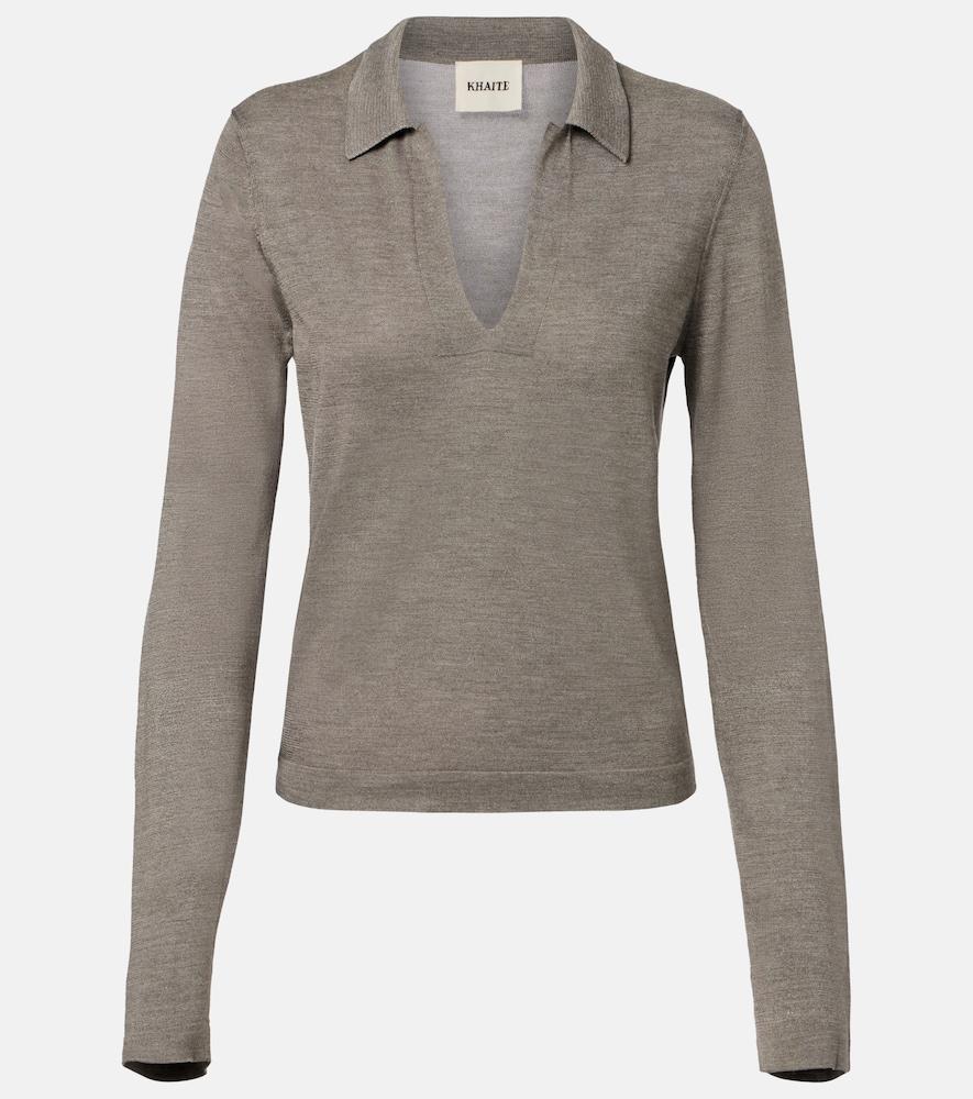 khaite mikel silk polo sweater