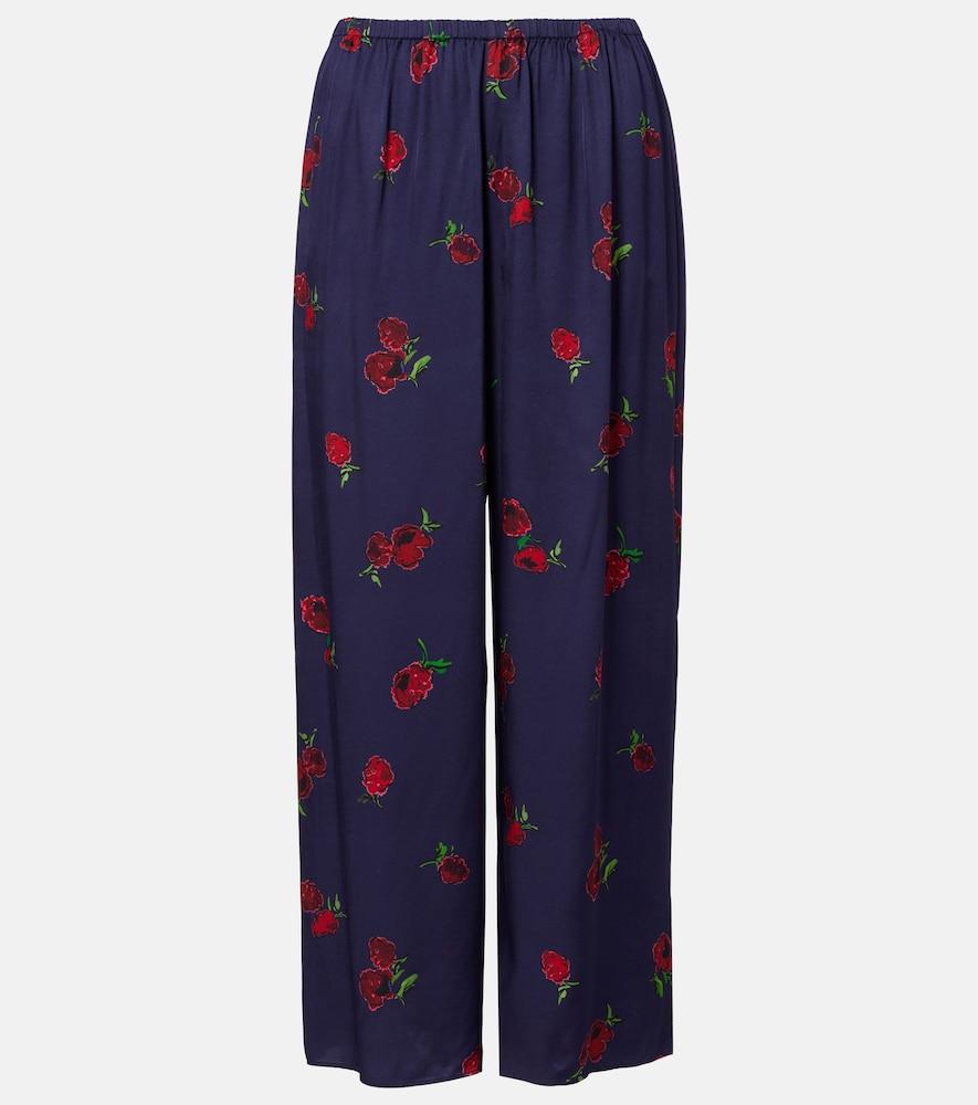 khaite mindy printed twill wide-leg pants