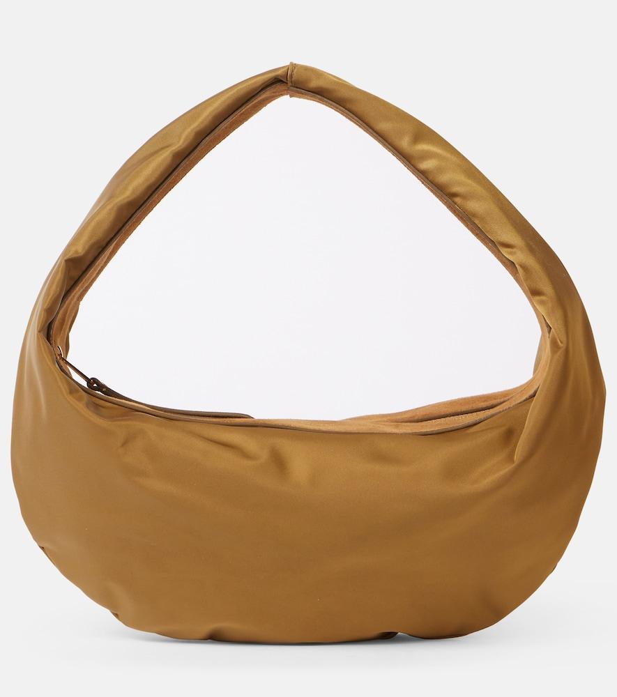 khaite olivia medium suede-trimmed shoulder bag
