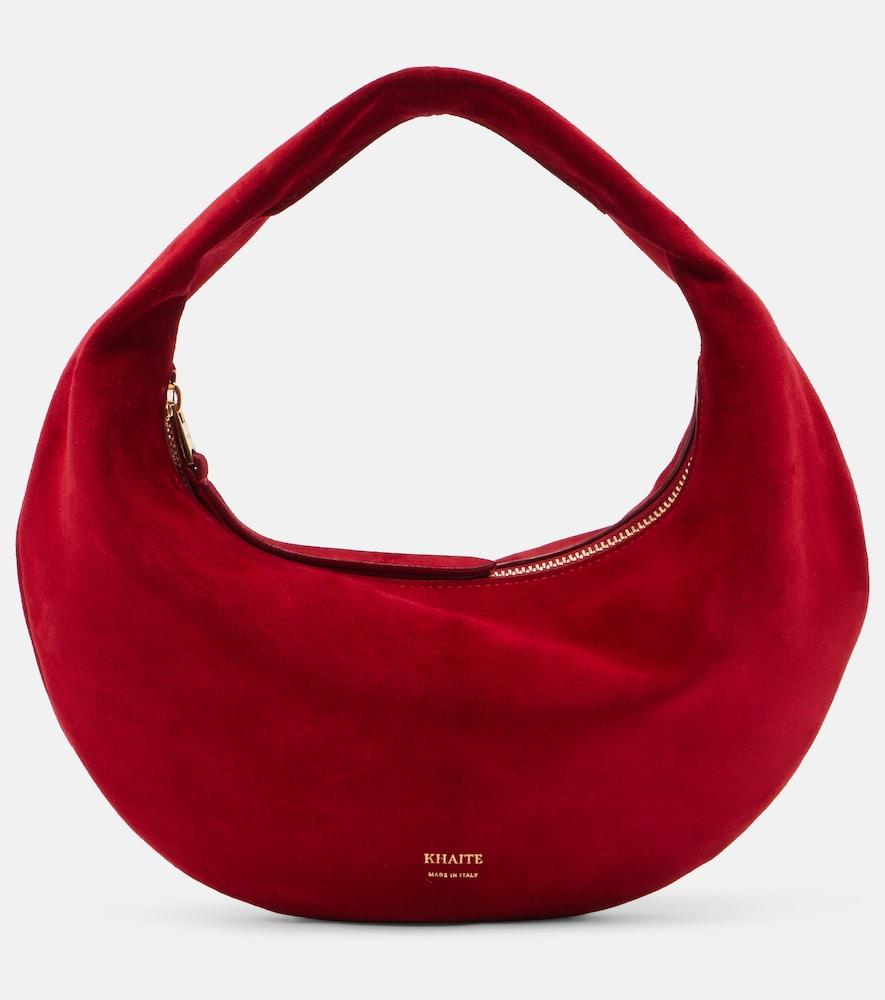 khaite olivia mini suede top-handle bag