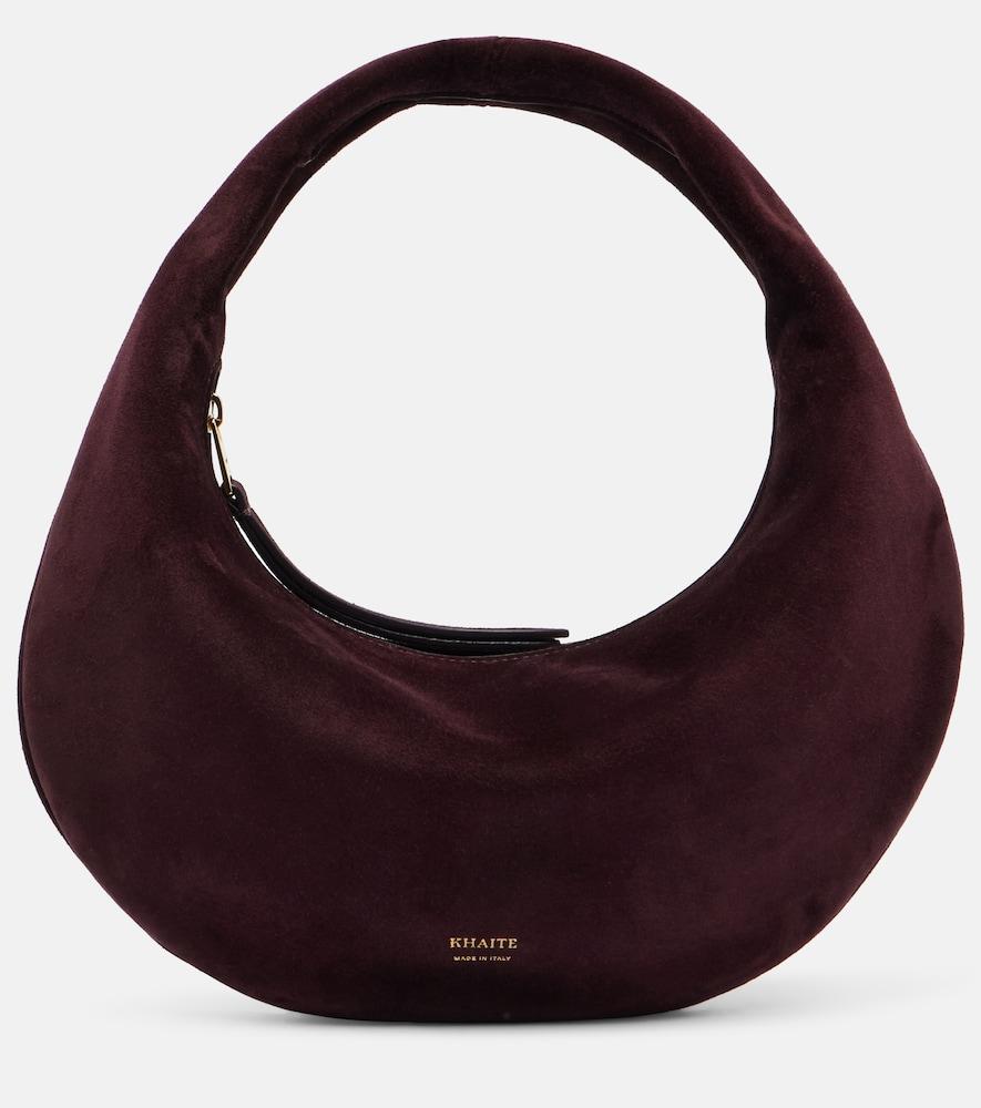 khaite olivia mini suede top-handle bag