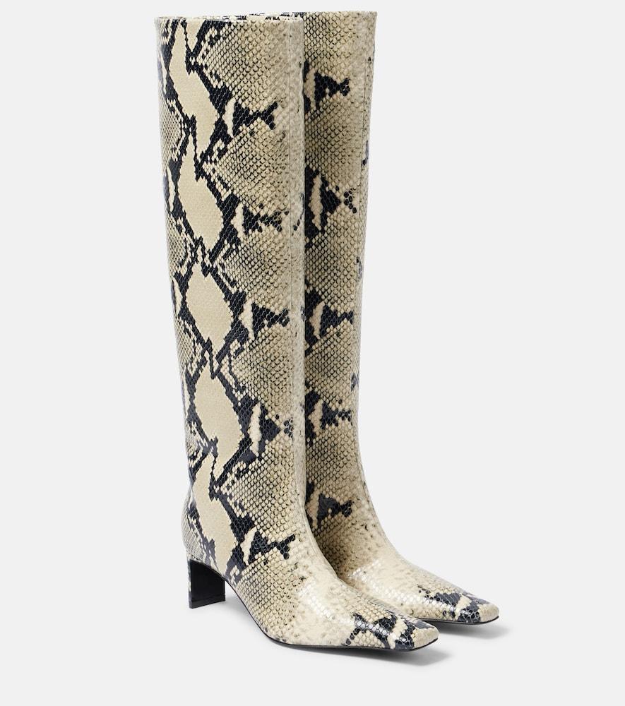 khaite ona 55 snake-effect leather knee-high boots