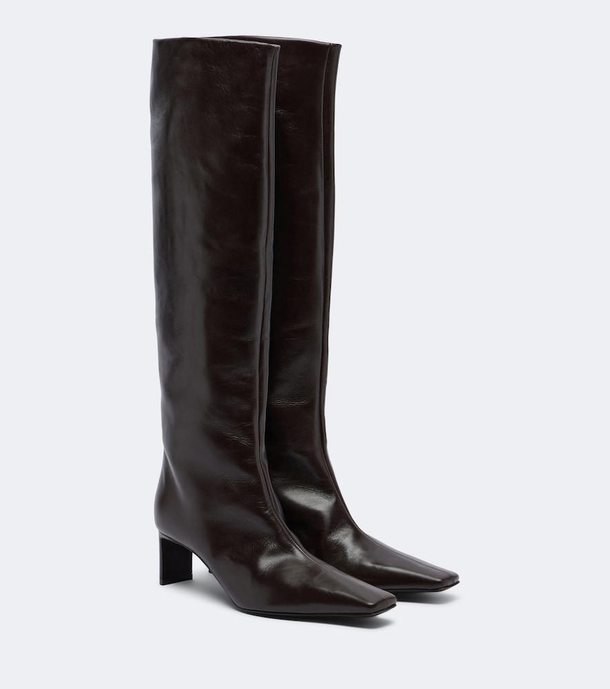 khaite ona leather knee-high boots