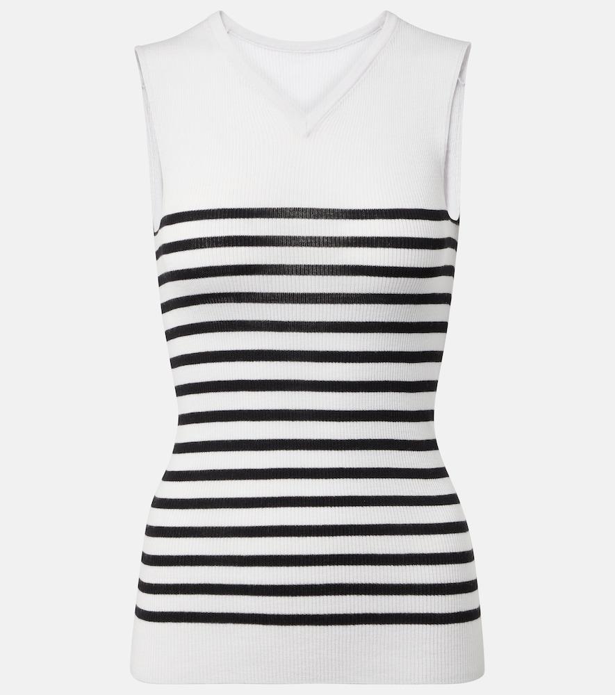 khaite renato striped wool-blend top