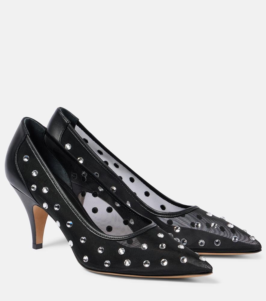 khaite river embellished leather-trimmed pumps