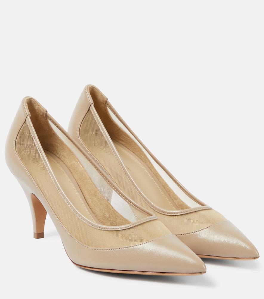 khaite river leather and mesh pumps