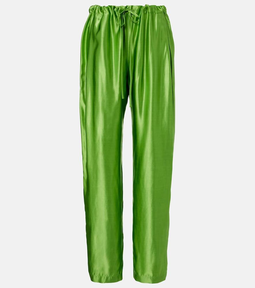 khaite rohen satin wide-leg pants