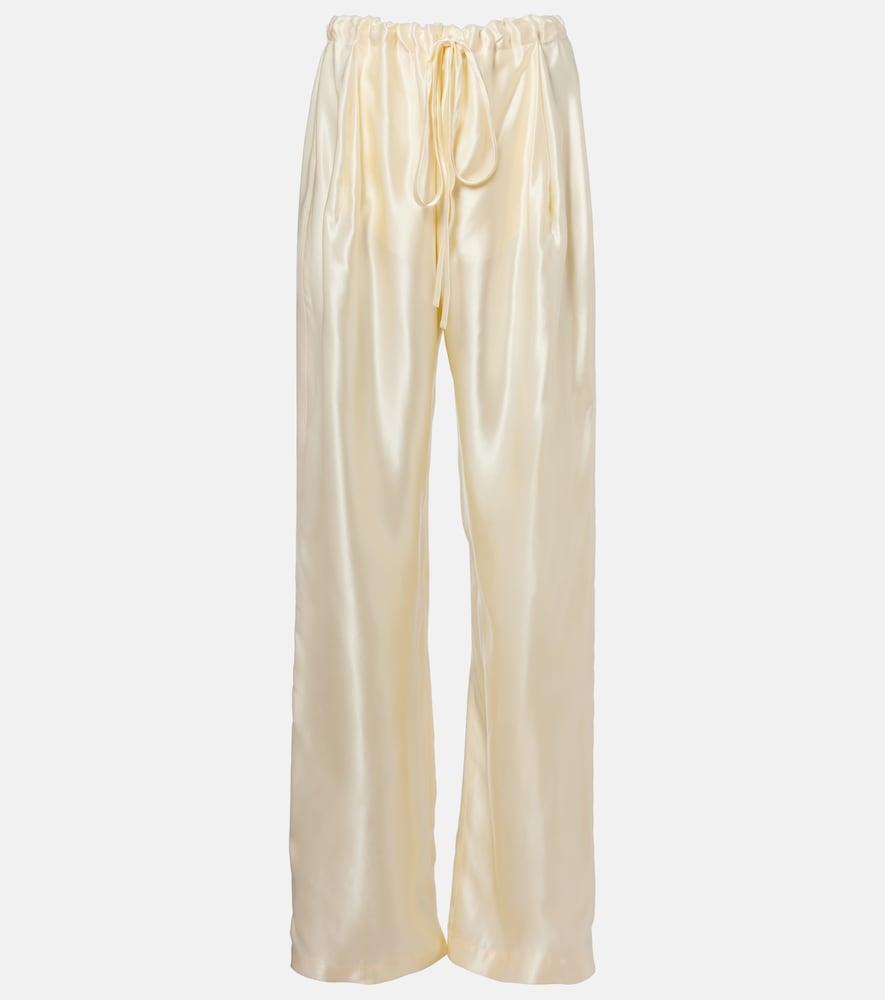 khaite rohen satin wide-leg pants