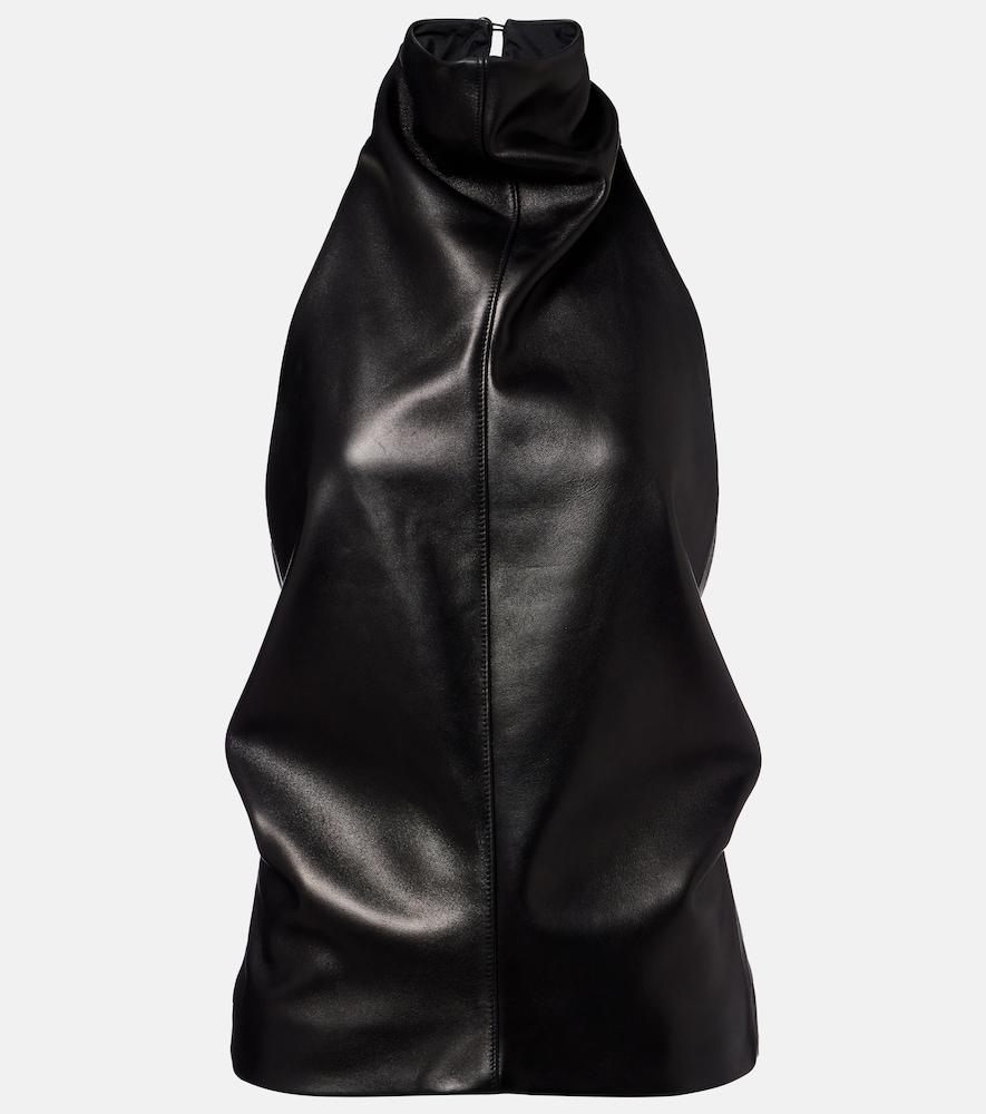 khaite rone halterneck leather top