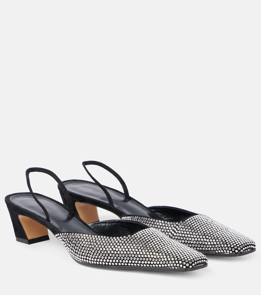 khaite roosevelt embellished leather slingback pumps