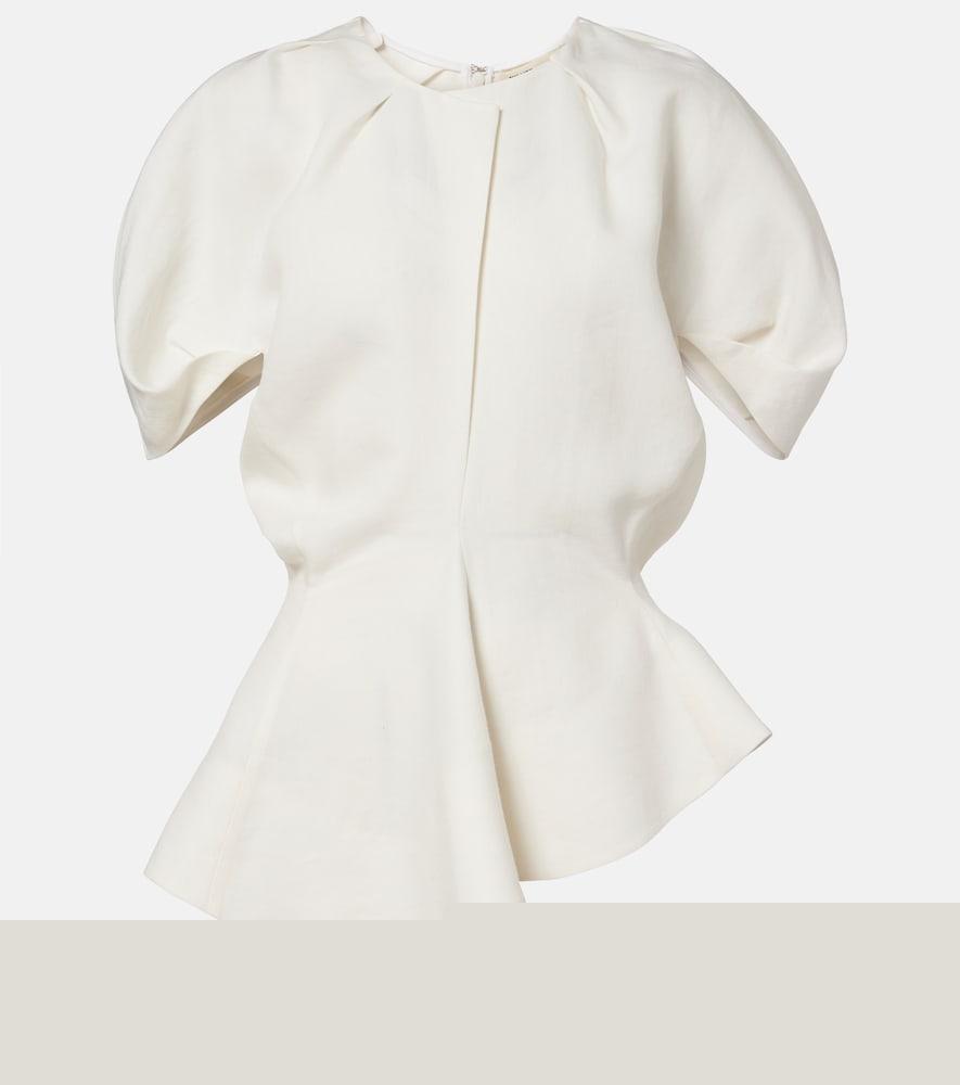 khaite rumi peplum linen-blend top