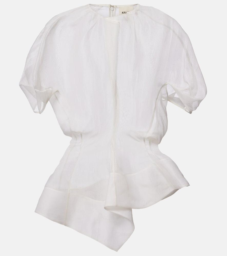 khaite rumi sheer peplum silk top