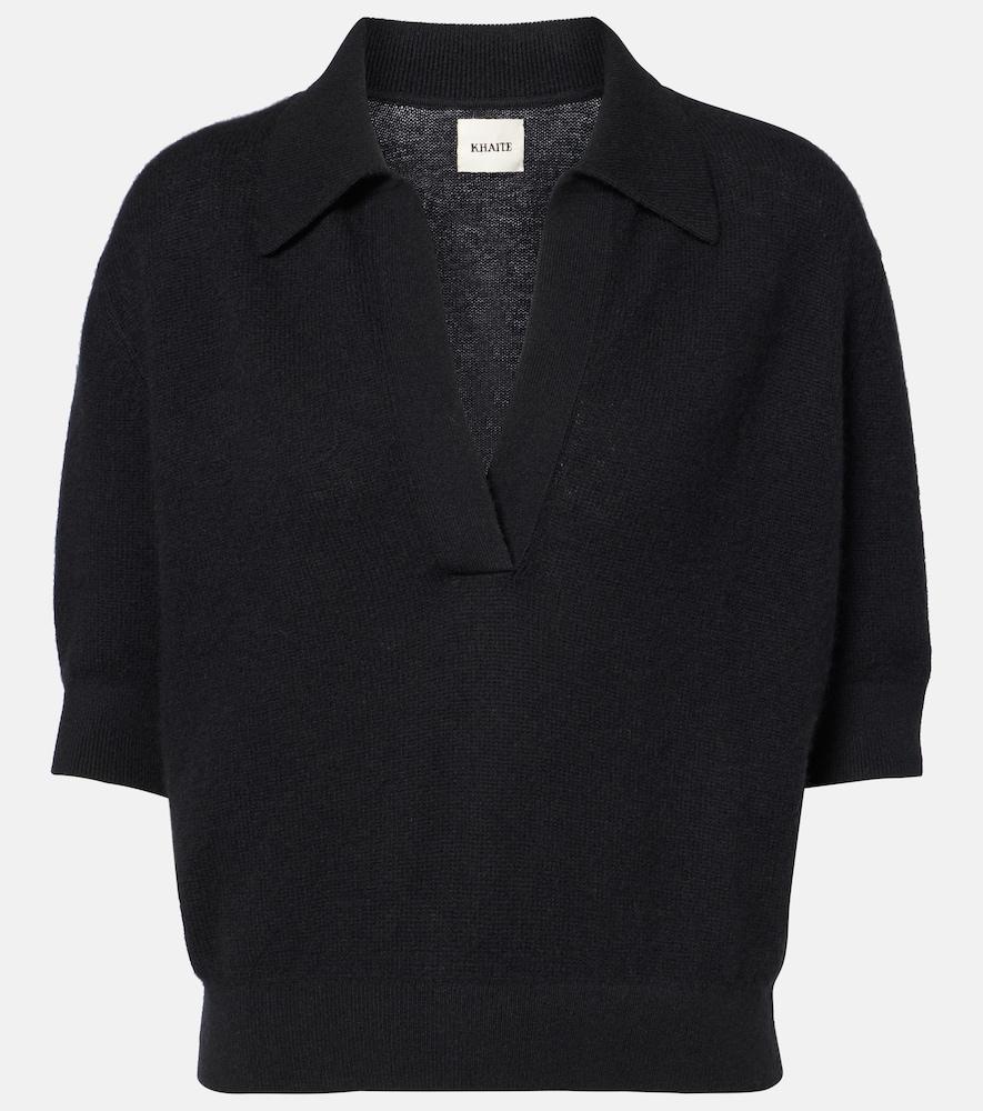 khaite shrunked jo cashmere-blend polo sweater