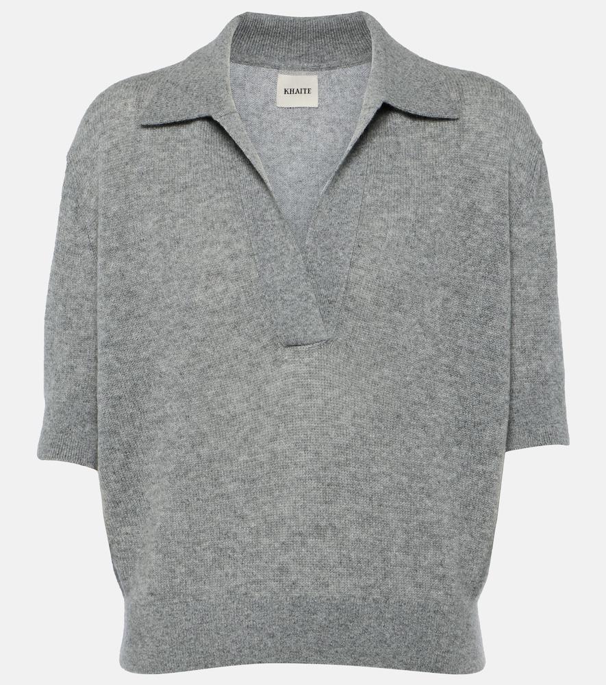 khaite shrunken jo cashmere-blend polo sweater