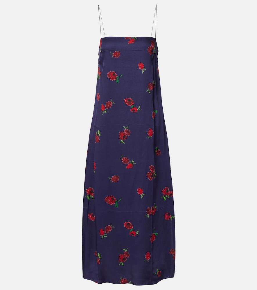 khaite sicily printed twill slip dress