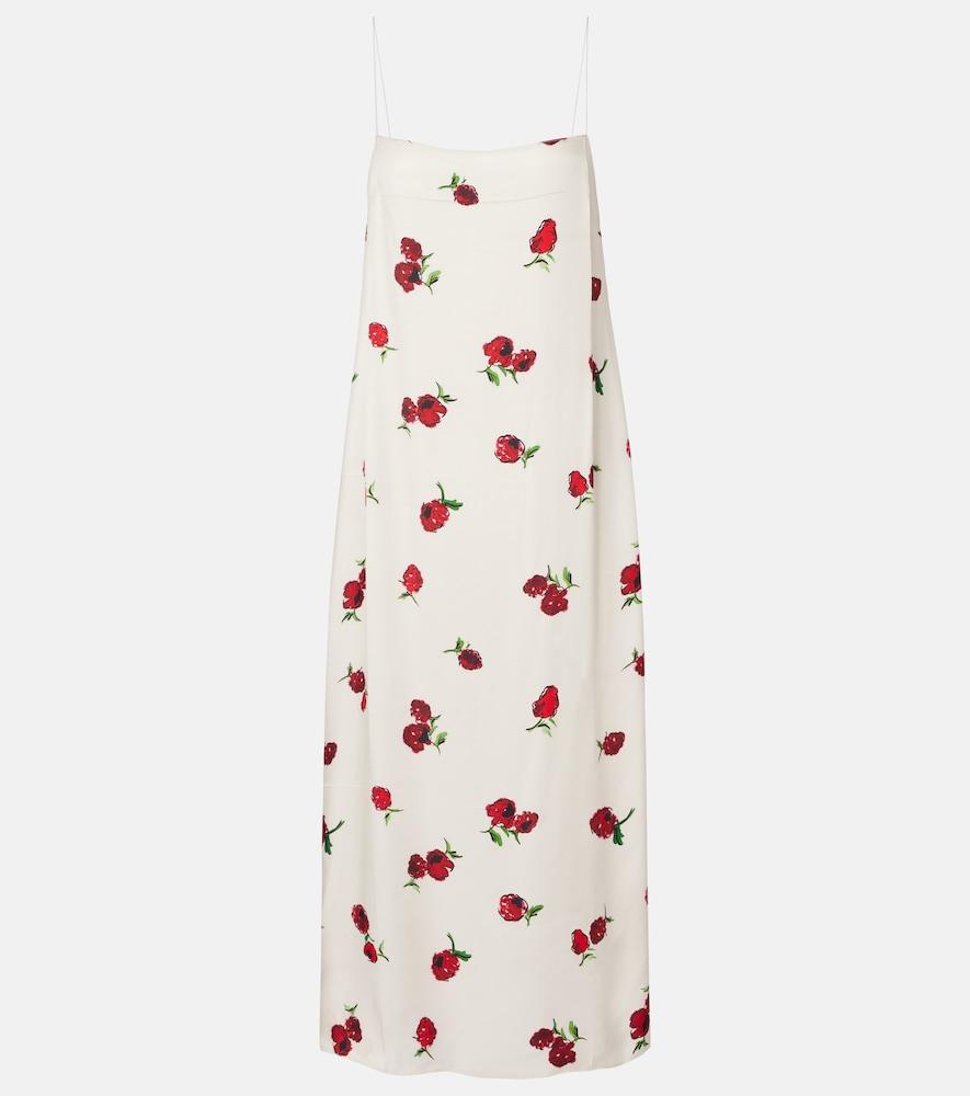 khaite sicily printed twill slip dress