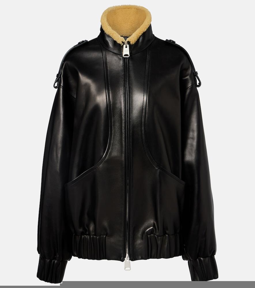 khaite sigi shearling-trimmed leather jacket