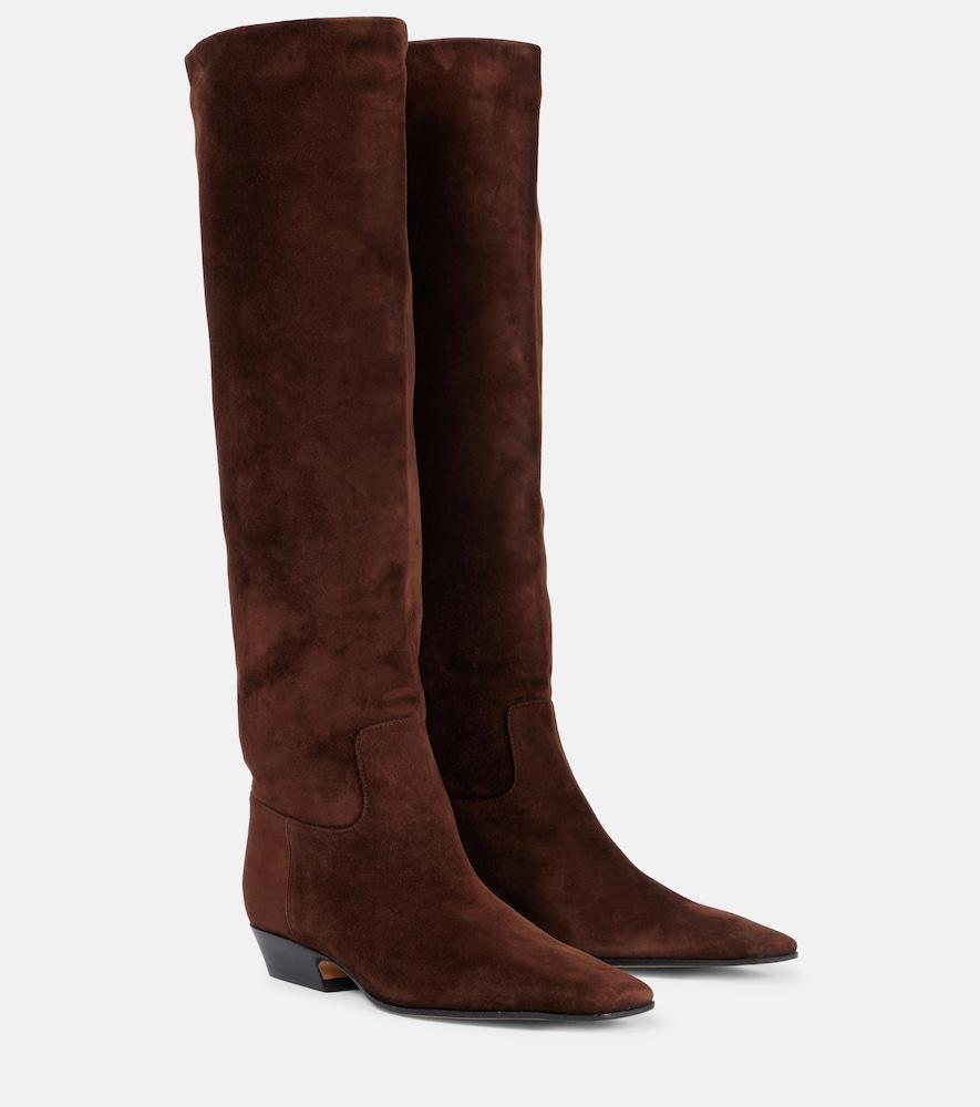 khaite suede knee-high boots