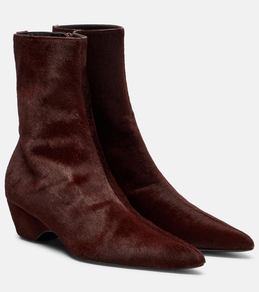 khaite sybil calf hair ankle boots