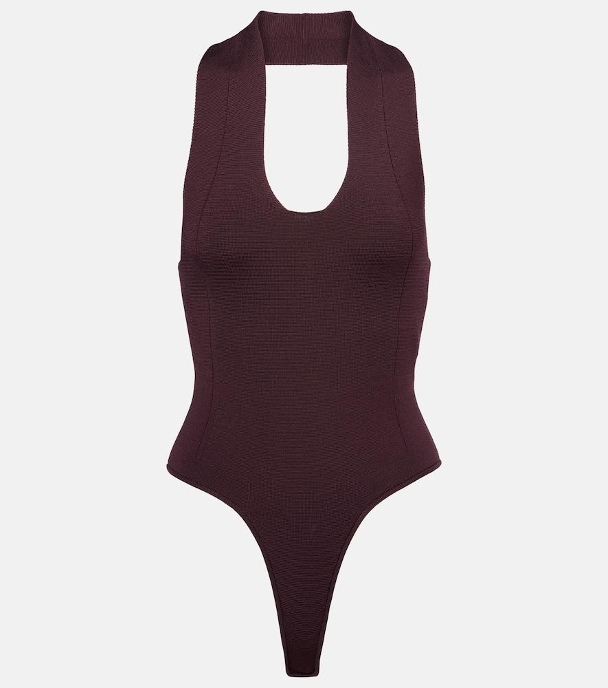 khaite toto knitted open-back bodysuit