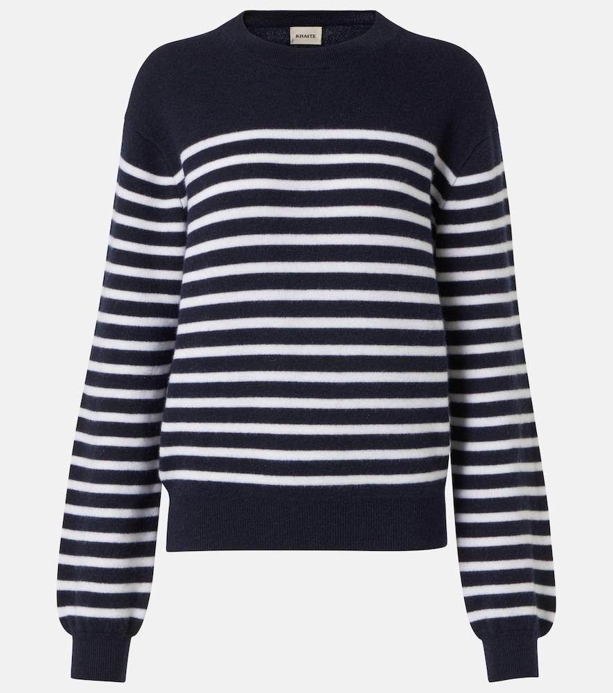 khaite viola striped cashmere-blend sweater