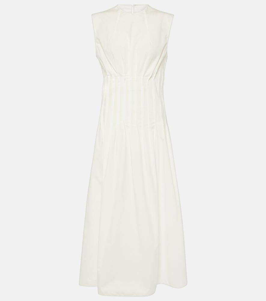 khaite wes pleated cotton poplin maxi dress