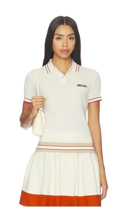 khalhon varsity tipped rib polo in cream. - size m (also in xs, s)