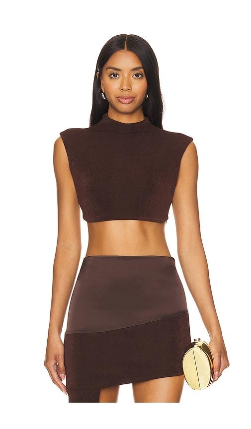 khanums backless cropped tee in brown. - size l (also in xl)