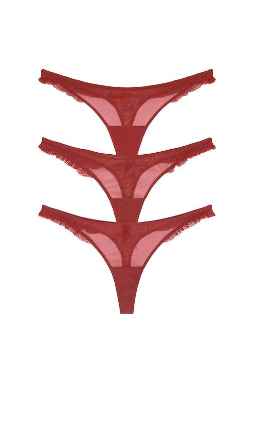 kiki de montparnasse gifting thong french lessons thong trio in burgundy. - size l (also in m, xl)