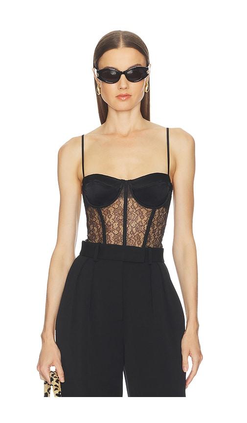 kiki de montparnasse petite fleur bodysuit in black. - size l (also in m, s, xs)