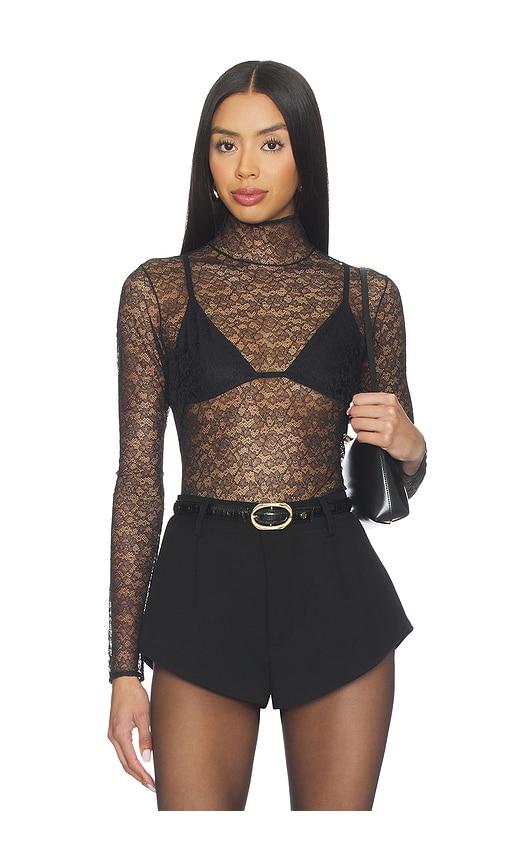 kiki de montparnasse petite fleur ls turtleneck top in black. - size l (also in xs, s, m)