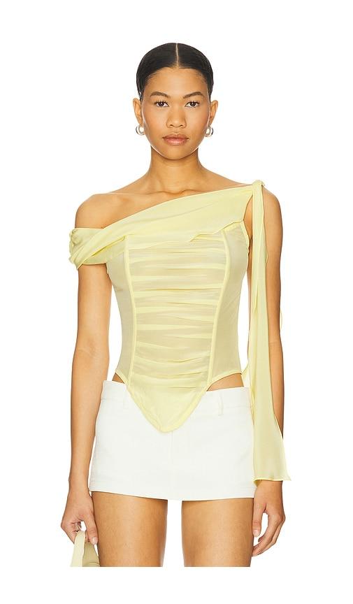 kim shui chiffon top in yellow. - size l (also in m, s)