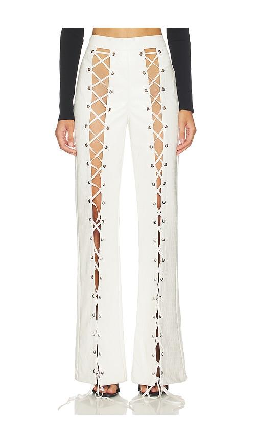kim shui croc lace up pant in white. - size m (also in xs, s)