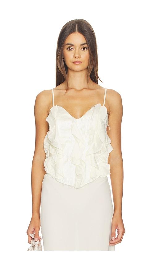 kim shui emma lace up bustier top in white. - size l (also in m, s, xs)