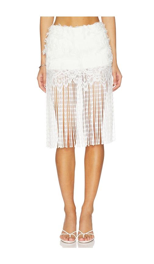 kim shui fringe skirt in white. - size l (also in xs, s, m)