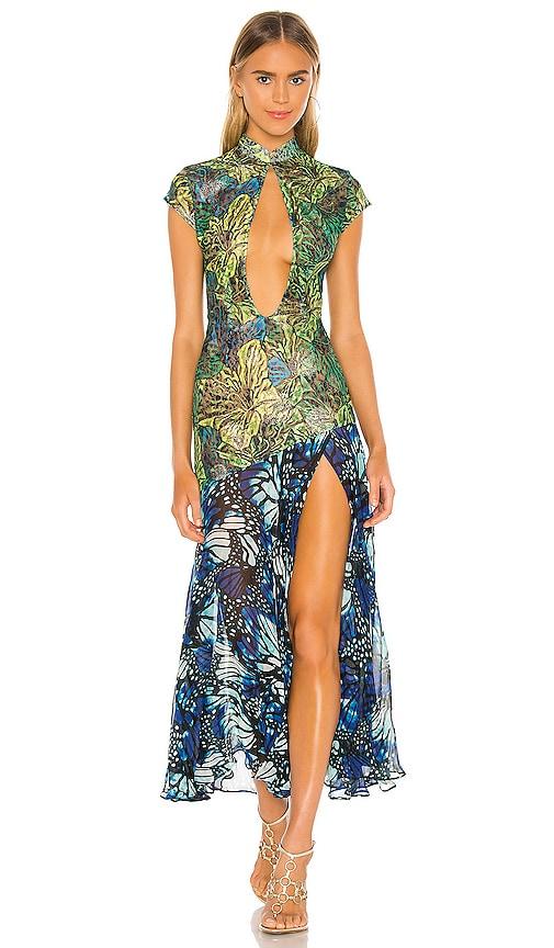 kim shui lace butterfly dress in green. - size l (also in s, xs, m)