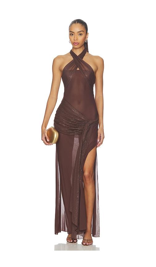 kim shui mesh dress in brown. - size l (also in m, s, xs)