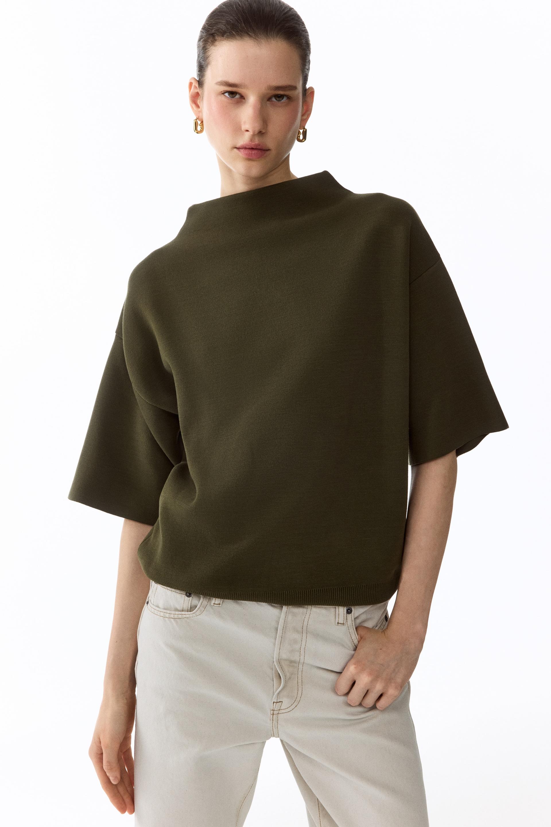 knit mock turtleneck top