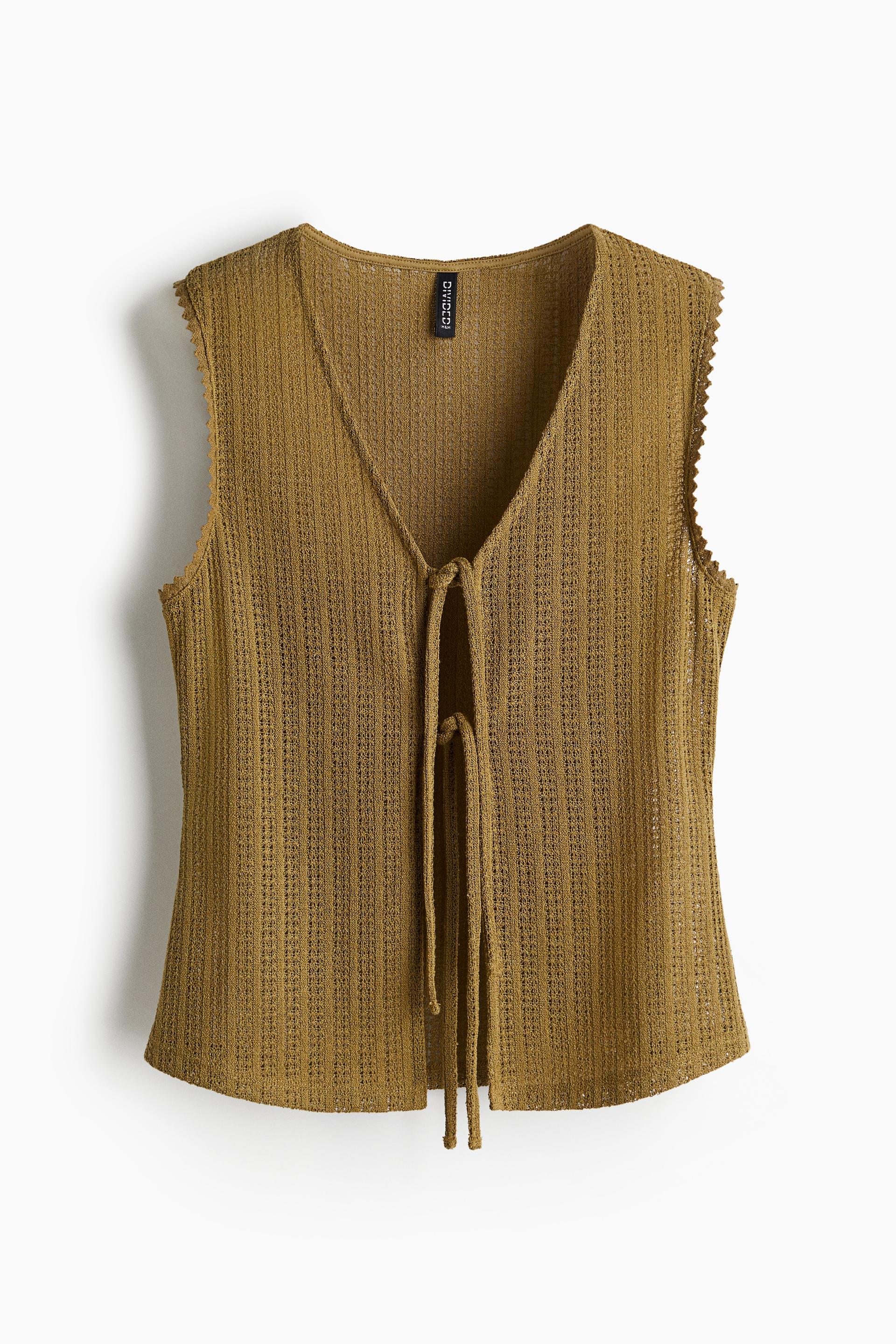 knit tie-front top