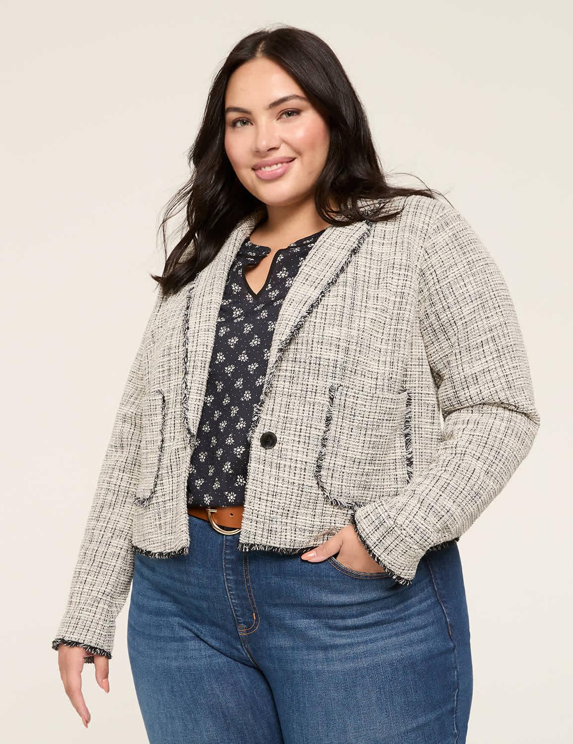knit tweed short jacket