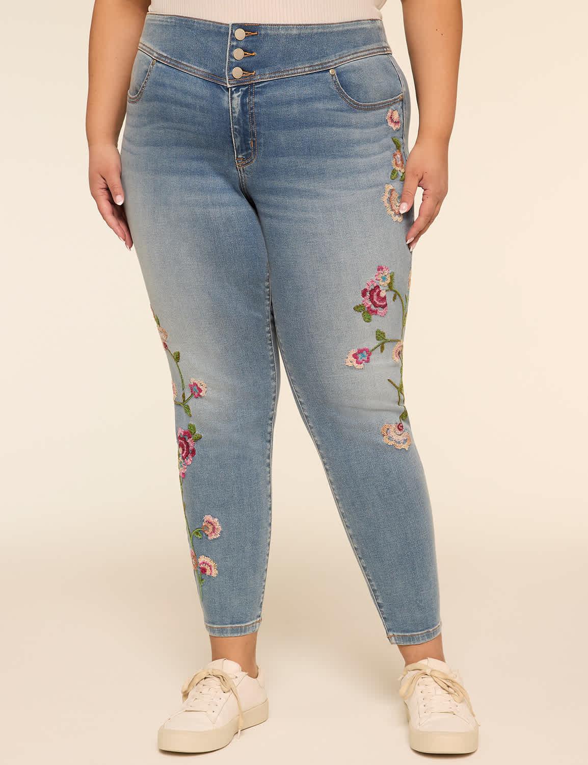 knockout high-rise embroidered jegging